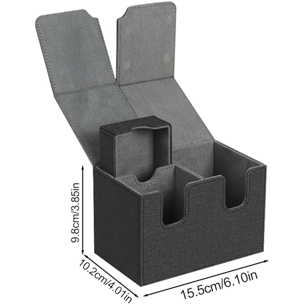 Kortspilsæske, Kortspilsæsker - PU Læder Kortspils Opbevaringskasse med Magnetisk Lukning, U-Formet Slot Solid Konstruktionen Brokasse Grey