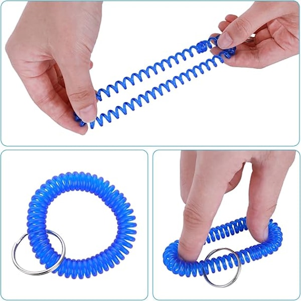 6 Fargede Håndleddspole Nøkkelring Plastspiral Håndleddsbånd Strekkfjær Spiral Spole Armbånd Nøkkelring Håndleddsnøkkelholder for Sauna Treningssenter Basseng ID-Merke