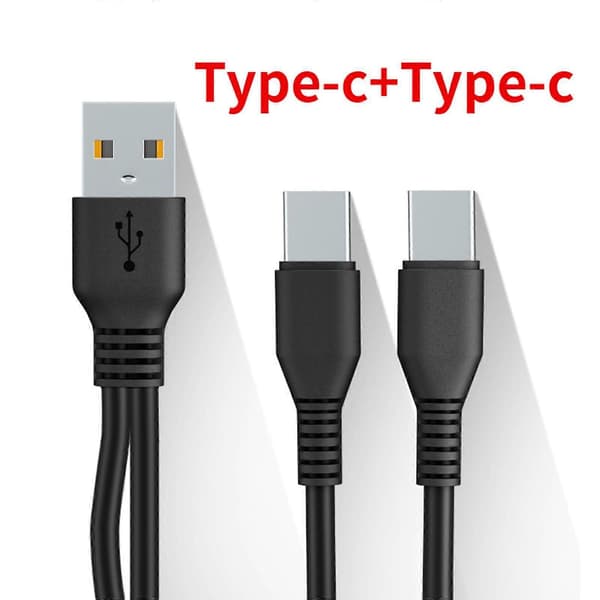 2-i-1 USB C-kabel Mobilladdarkabel Splitterkablar Laddningssladd Black 1m