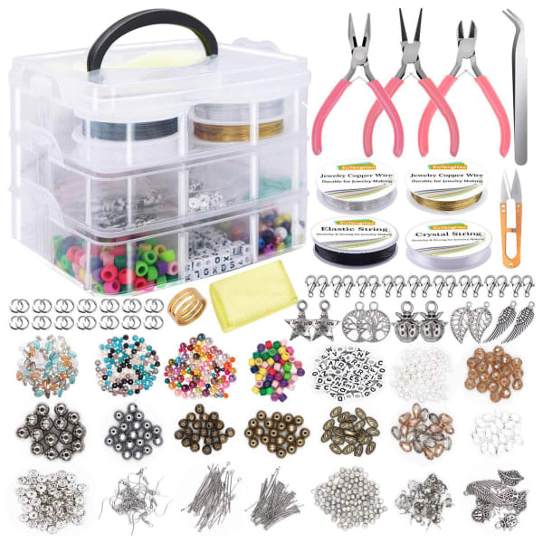 Jewelry Accessories Assorted Bead Kits Charms Findings Necklace Pliers Bracelets Earrings DIY Accessories