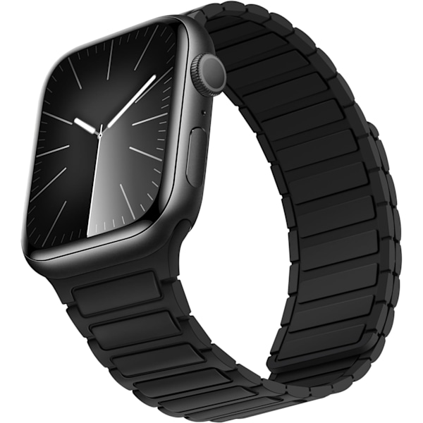 Magneettiset rannekkeet Apple Watchille - Pehmeä silikoninen vaihtohihna iWatchille Black 42/44/45/49mm