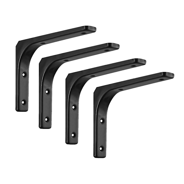 4kpl Raskaan sarjan hyllynkannatin L-muotoinen DIY-teräksinen huonekalujen seinäkiinnike kodin sisustus uusi Wuqx Black 200x150mm