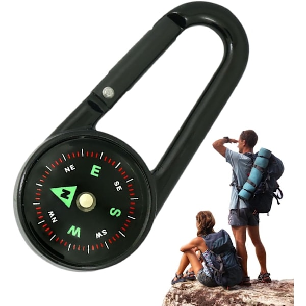 Clip-on kompass for fotturer | Utendørs clip-on nøkkelringkompass | Funksjonelt overlevelsesverktøy for feltøvelse, fjellklatring