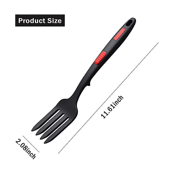 Fleksibel silikongaffel, varmebestandig matlagingsgaffel, oppvaskmaskinsikker kjøkkengaffel, non-stick gaffel for miksing