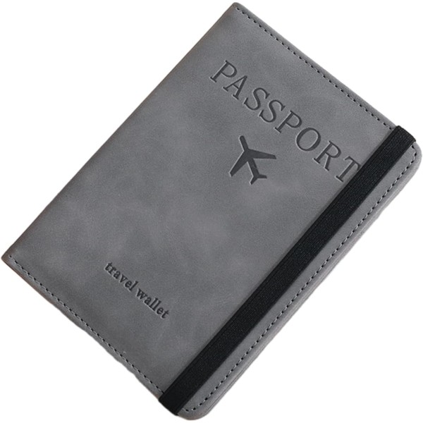ID-kortshållare i PU-läder Affärspasshållare Kreditkort Organzier MultiSlot-plånbok RFIDBlocking Resedokument，grå