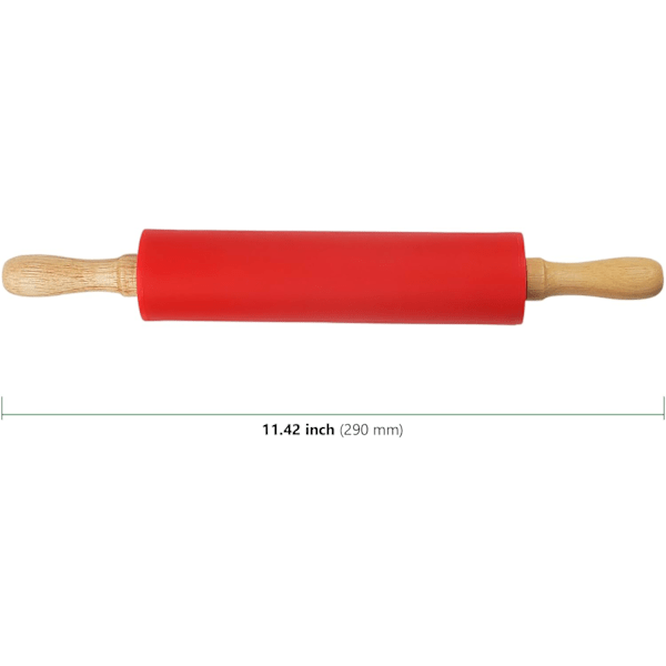 4-pakke Mini Kjevler, Silikon Kjevle med Trehåndtak, Ikke-klebende Kjevle for Bakverk, Deig og Pizza 29cm