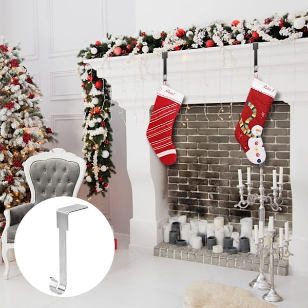 4-pack julstrumpehållare, metallkrokar för att hänga julstrumpor, strumpehållare för mantel för juldekorationer