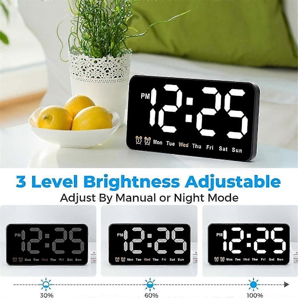 Digital Väggklocka, 9-tums LED Digital Klocka Stor Display med 12/24H, Stora Siffror, Liten Tyst Väggklocka