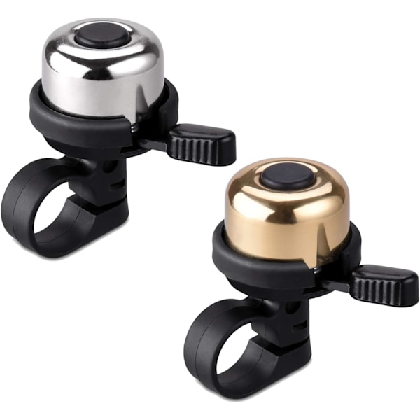 Bike Bell Brass Small Bicycle Bell Clearer Louder Longer Sustained Purer Tone (Silver; Gold)