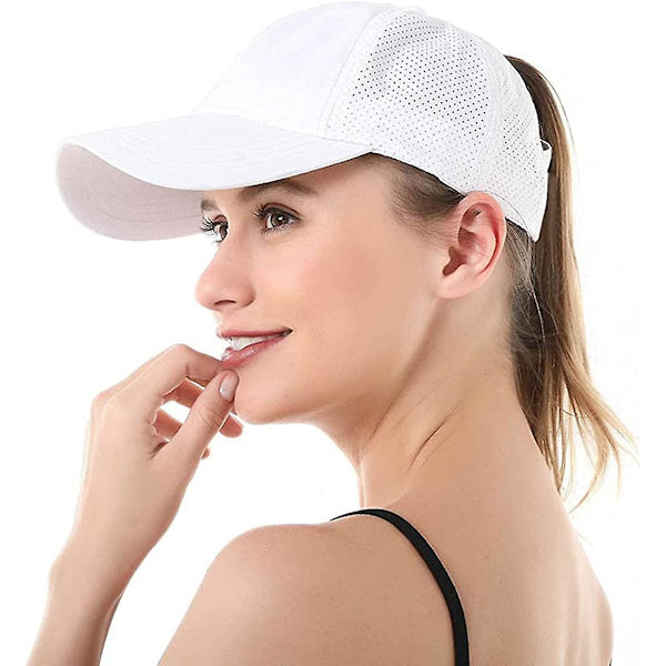Baseballcaps med kryss-ponytail for kvinner white