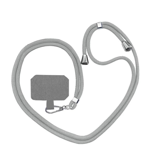 Avtagbar Justerbar Mobiltelefon Lanyard Halsrem Grå