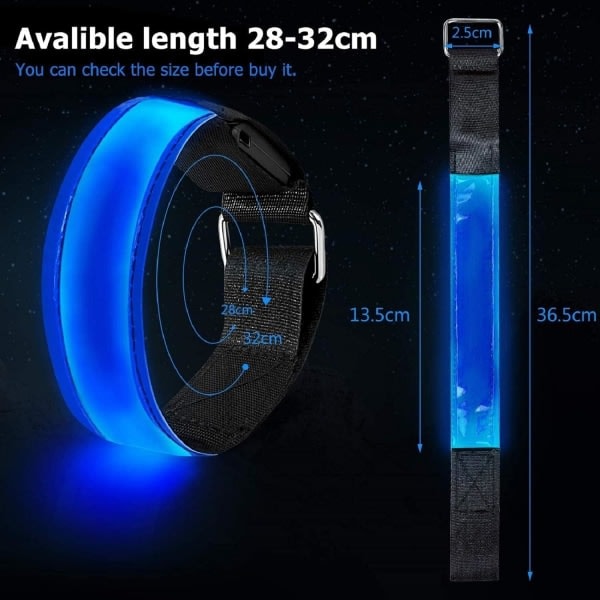 Uppladdningsbara LED-strips, LED-armband med reflex, justerbar