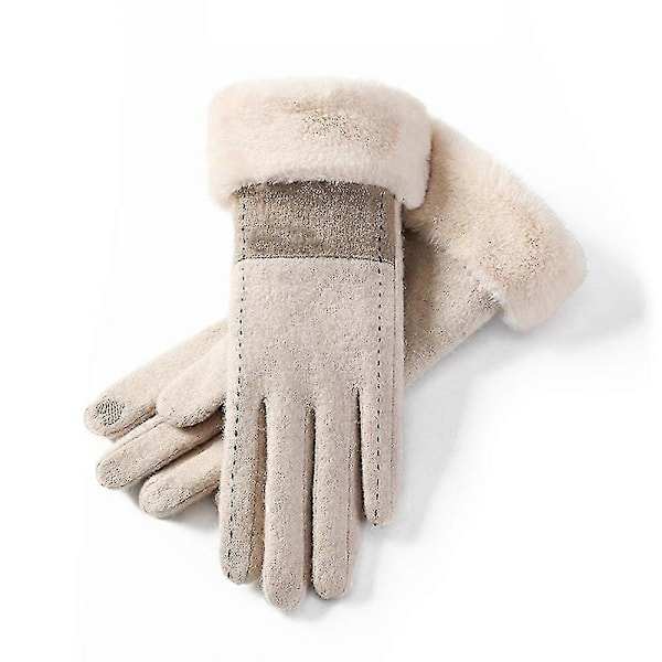 Varma Vinterhandskar med Touchscreen, Termiska Fleecehandskar, Vindtäta Skidhandskar Xs-xxxl Apricot L