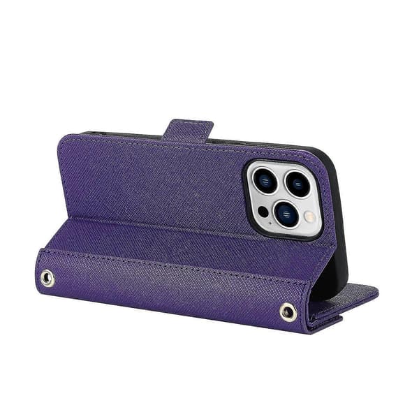Lanyard Læder Etui Til Iphone 13 Pro Max Purple