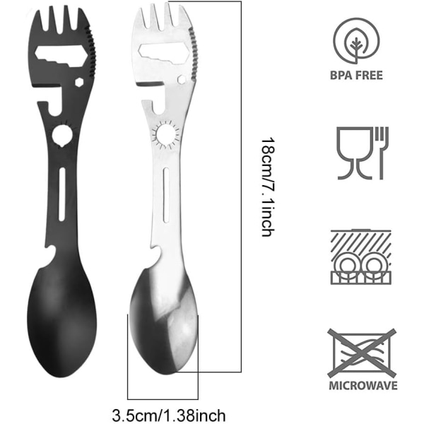 2-delt Camping Bestikksett, Rustfritt Stål Skje og Gaffel