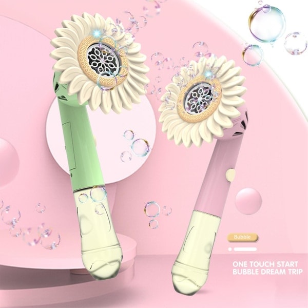 Bubbelmaskin Solrosform Handhållen Med Ljus För Småbarn Utomhus Green