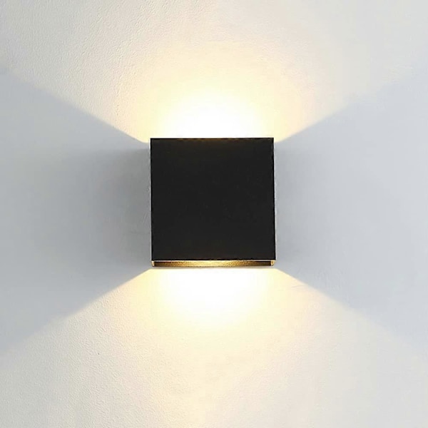 Modern LED Vägglampa i Aluminium Svart Fyrkantig Vägglampa 10 x 10 x 5 cm Vattentät Lämplig Inomhus eller Utomhus för Vardagsrum Vägg Sovrum