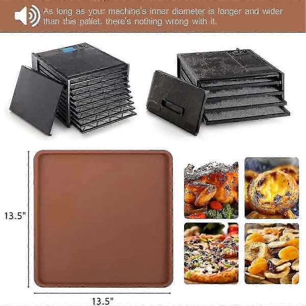 6-pack silikon dehydratorark med kant för 14x14 tums brickor, non-stick silikon torkark mult