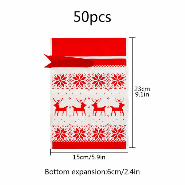 Julklappspåsar i spets, 50 st Julklappspåse Godispåse Julklappspåsar för barn Födelsedag Julfest Röd+Vit