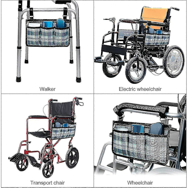 Rullestolveske med lommer, Universal Vanntett Armlene Sideveske Rullestol Sideorganisator Oppbevaringsveske Armlenepose, 1 stk GuanGuan black