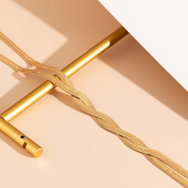 Enkel Lang Choker Minimalistiske Halskjeder Dusk Krage Halskjede Slangebein Kjede Smykker Justerbar for Kvinner og Jenter A