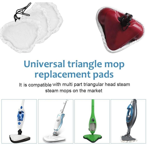 8-pack Ångmopp Ersättningsdukar Mikrofiber Ersättningsdukar Tvättsbara Golvdukar Triangel Ersättningsdynor (Vita)