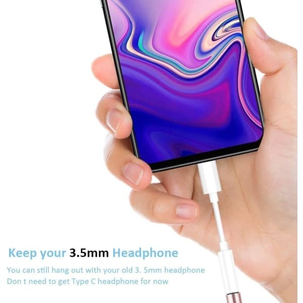 2x USB-C - 3,5 mm -sovitin Valkoinen Yksi koko