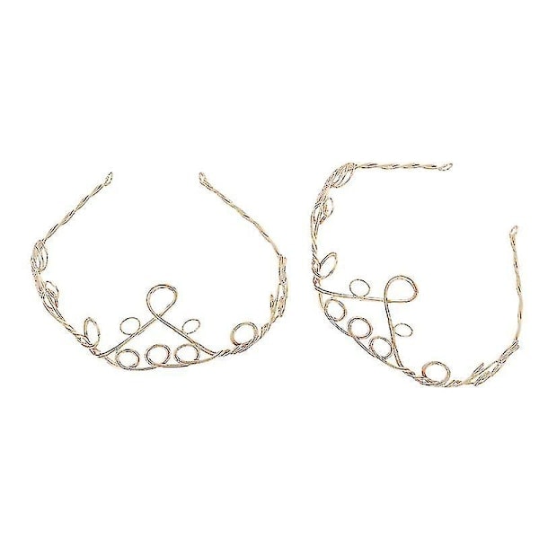 Enkel Krone Diadem Stil Bryllup Tiara Brude Hårtilbehør for Jenter Kvinner (Gullfarget)