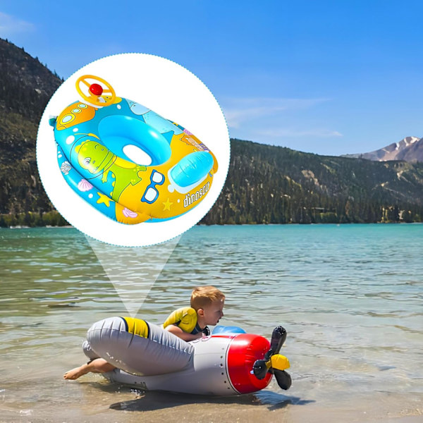 Baby Uppblåsbar Pool Float, Baby Badring Baby Badring Säker Säte Badring med Ratt Pool Säte Båt