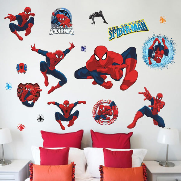 Fantastiska Spiderman väggdekaler set för barnrumsinredning