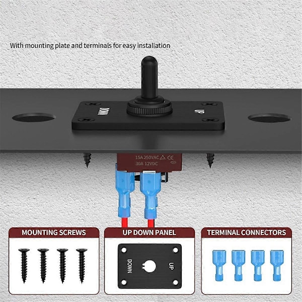 Rocker Toggle-kontakter Momentan Polaritetsomvendt Switch 6-polet 3-position (TILL)-Fra-(TILL) med OP/NED Plade til RV Båd