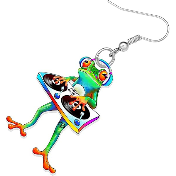 Akryl Söt Cartoon Skateboard Groda Örhängen Drop Dangle Stora Långa Mode Djur Smycken För Kvinnor Flickor Tonåringar Charms Music B