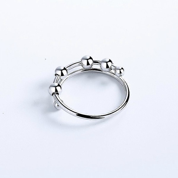 Kvinnor Roterbara Fidget Pärlor Ringar Enkel Spiral Spinner Pärlor Ring Anti Stress Ångest Öppningsbar Fredsring Smycken