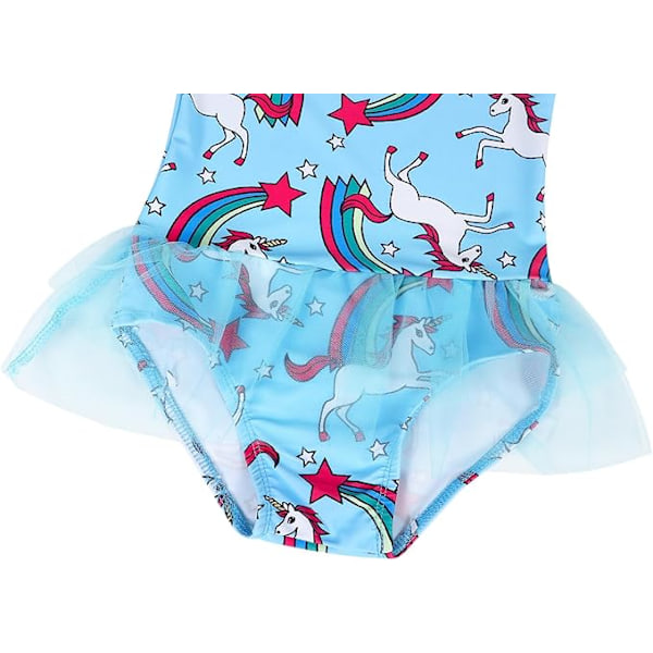 Flickor Enhörning Badkläder Baddräkt Barn Tutu Kjol En Del Baddräkt Leotard Sommar Semester Strandkläder Blue 100cm