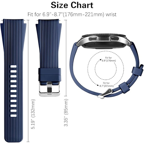 Rem för Samsung Galaxy Watch 46mm Mjukt Silikon Sport Armband Ersättning 22mm för Män Kvinnor Dark Blue