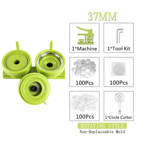 25/32/37/44 MM Knappmaskin Installationsfri Nål Badge Stanspress KiQa 37MM