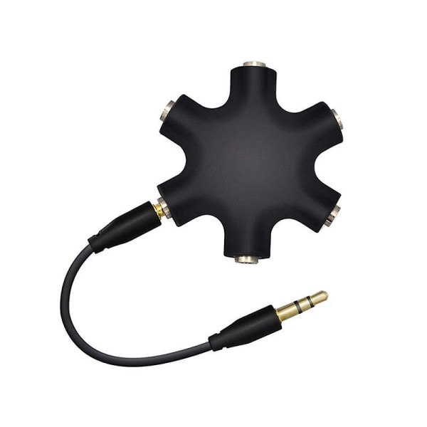 Hörlursdelare, 3,5 mm hane till hona Multi hörlurar ljuddelare, 5-portars stereoheadsetadapter kompatibel med Iphone Smartphone Tablet Laptop