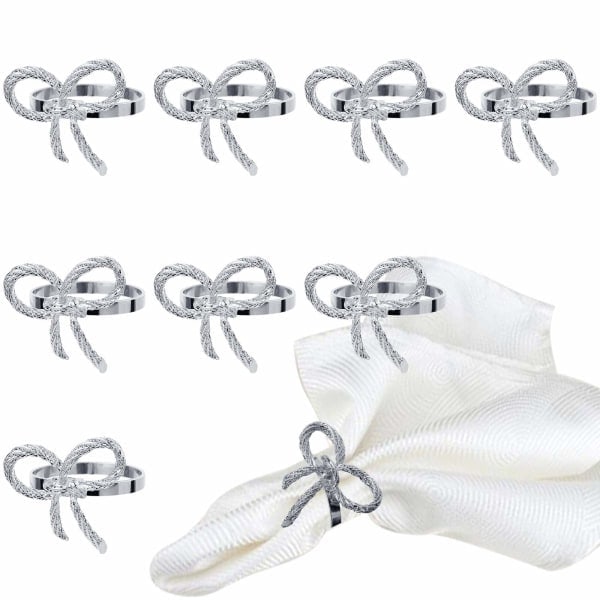 12-pack ihåliga blommiga servettringar i legering (silverrosett)