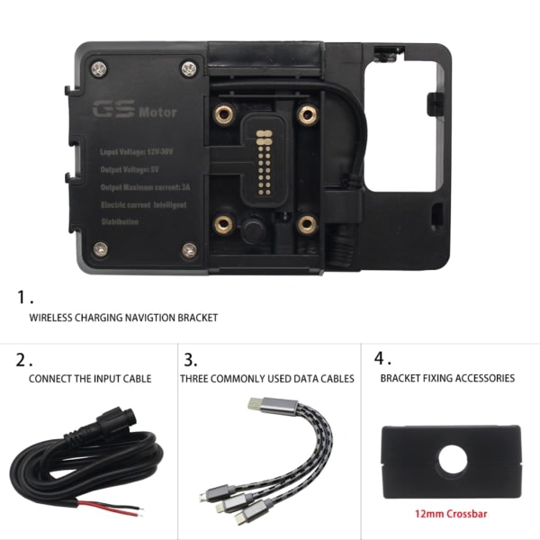 Motorcykeltelefonhållare, stöttålig mobiltelefonhållare, trådlös USB-laddning för R1200GS R1200ADV S1000XR F700GS/800GS