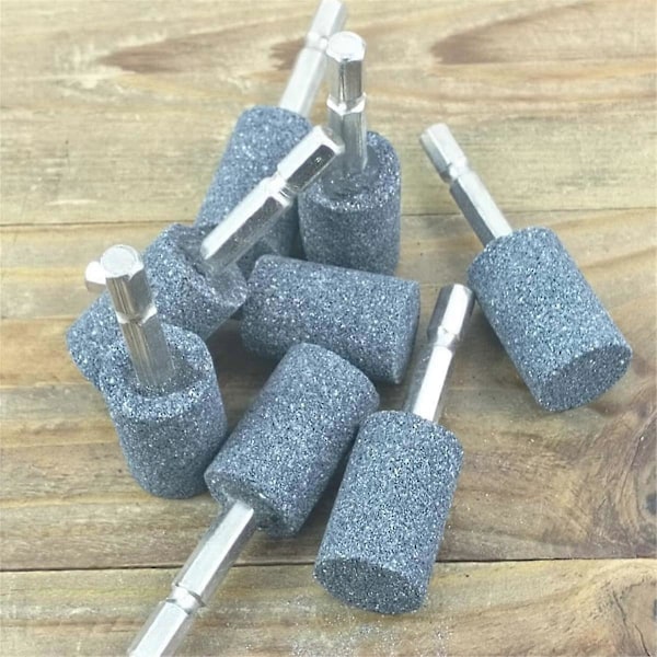 Stk Cylinder Slibesten - 1/4 tomme Hex Skaft Abrasiv Slibesten Monteret Slibepunkt til Rotary