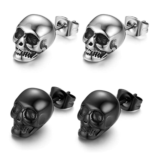 2 pairs of Halloween ghost head earrings, skull head earrings, retro men's and women's earrings