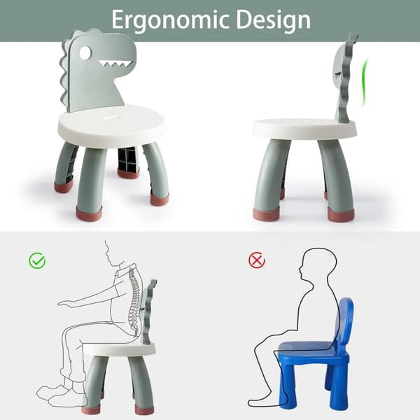 Plastik Dinosaur Stol til Børn, Holdbar, Skridsikkert Ergonomisk Design, til Aldre 2+ (Grøn)