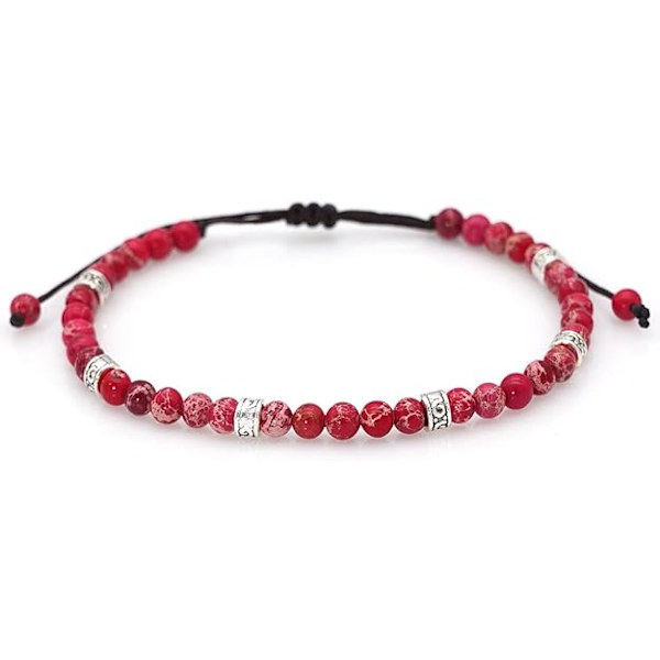 1 st armband med pärlor Justerbar Handgjord Strängarmband Bohème Färgglada Stenar för Kvinnor Red