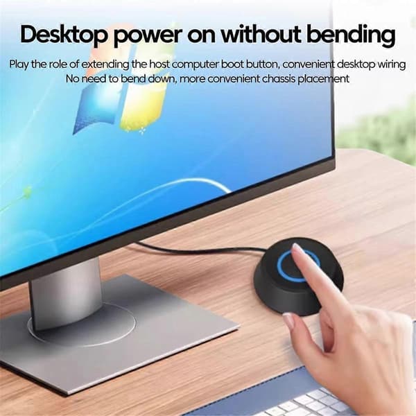 Computer Desktop Switch 1.8m PC Bundkort Ekstern Start Strøm LED Lys Knap Forlængerkabel Rund Opstarts Switch A
