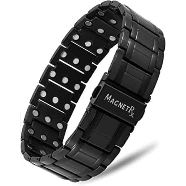 1 st Starkt Magnetarmband i Titan - Magnetarmband för Män - Premium Vikbart Spänne och Justerbar Längd Black