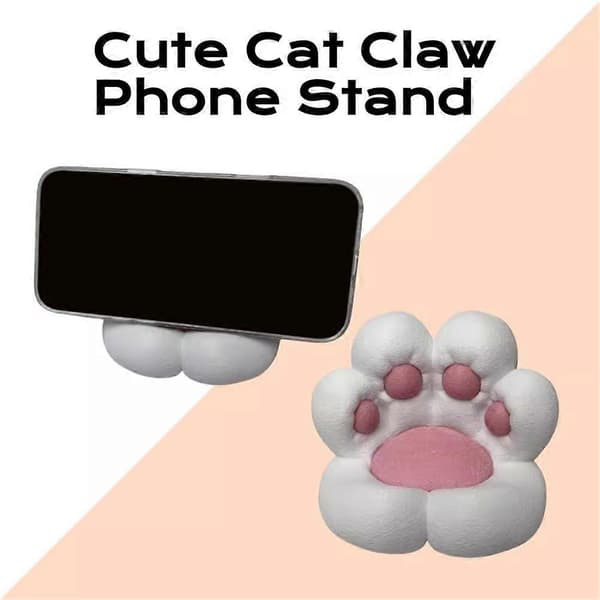 3D Kattepote Telefonholder, Sød Skrivebordsholder til iPhone, Android, Tablet, Perfekt Gave til Katteelskere White