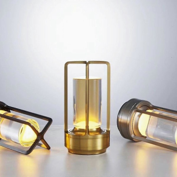 Lumison Krystall Lanterne Bordlampe, Lumison Krystall Lampe, Bærbar Metall Bordlampe, 3 Farger Oppladbar Trådløs LED Lampe, 100% Ny Silver