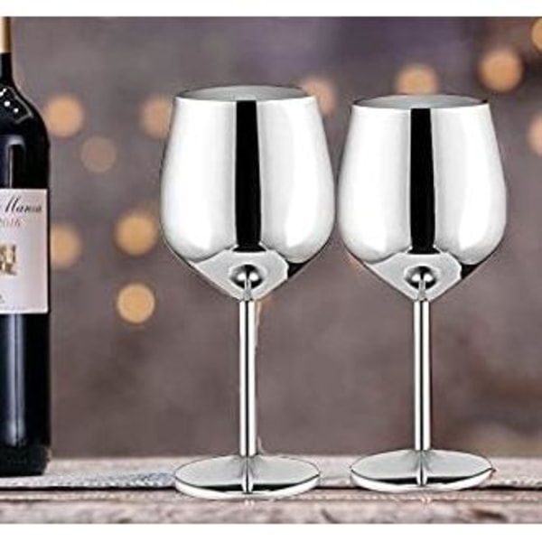 500ml Rostfritt Stål Lönnfärgad Vinglas, Metallstjälksglas, Okrossbart Vitvins Cocktailglas, BPA-fritt