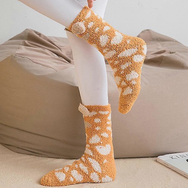 Dam 3D Djur Vinter Varma Mjuka Fluffiga Sängstrumpor Dam Loungetofflor Golvstrumpor Giraffe