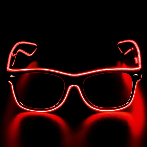 Blå LED-briller med neonlys, blinkende rave-briller som lyser i mørket, kostymer for barn og voksne, festgaver, mørke festartikler Red